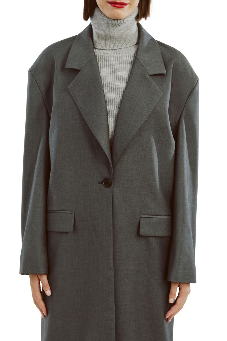 Maika Longline Coat, Alternate, color, DARK GREY