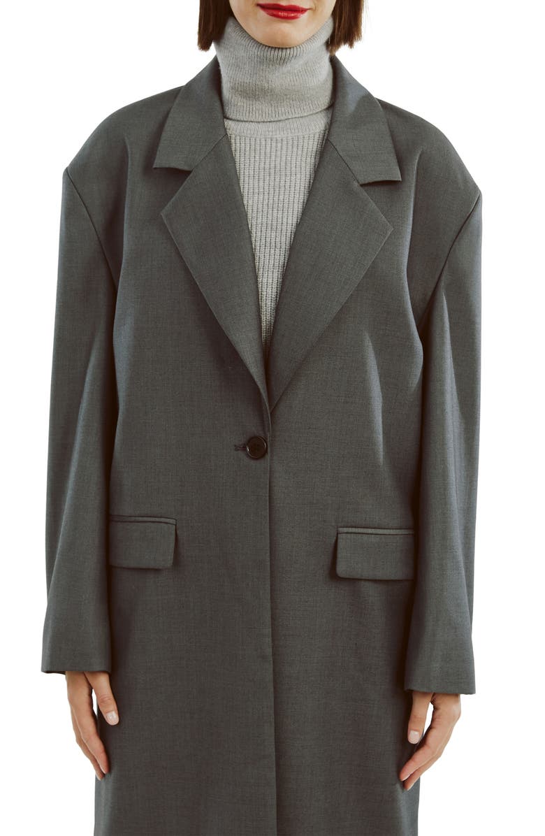 Bardot Maika Longline Coat, Alternate, color, Dark Grey