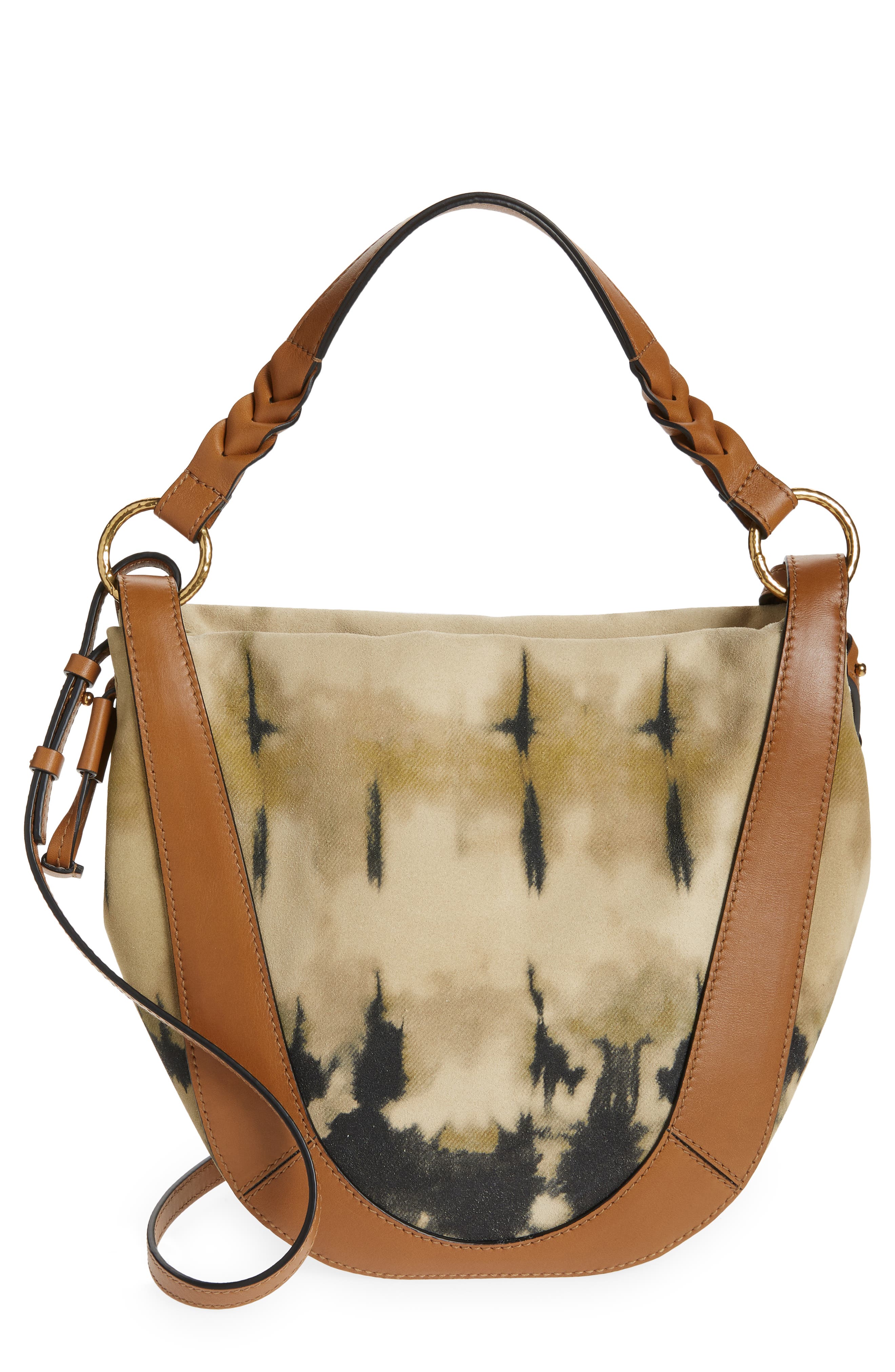 Ulla Johnson Hilma Tie Dye Leather Bucket Bag, Main, color, 