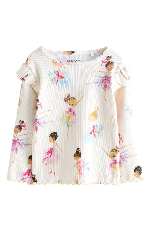 Kids' Ballerina Print Cotton Rib Top (Little Kid)