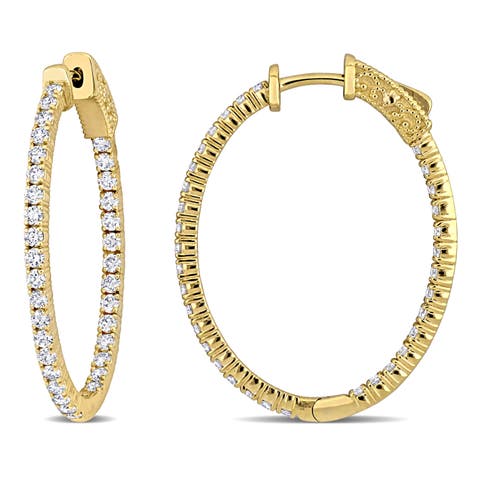 1-3/4 CTW Diamond Hoop Earrings 14k Gold
