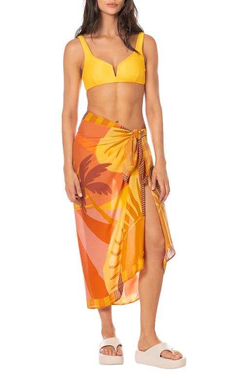 Maaji Instintc Print Isla Cover-Up Pareo in Open Orange at Nordstrom