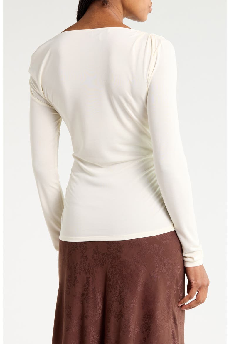 Ruched Boat Neck Long Sleeve Top, Alternate, color, CREAM