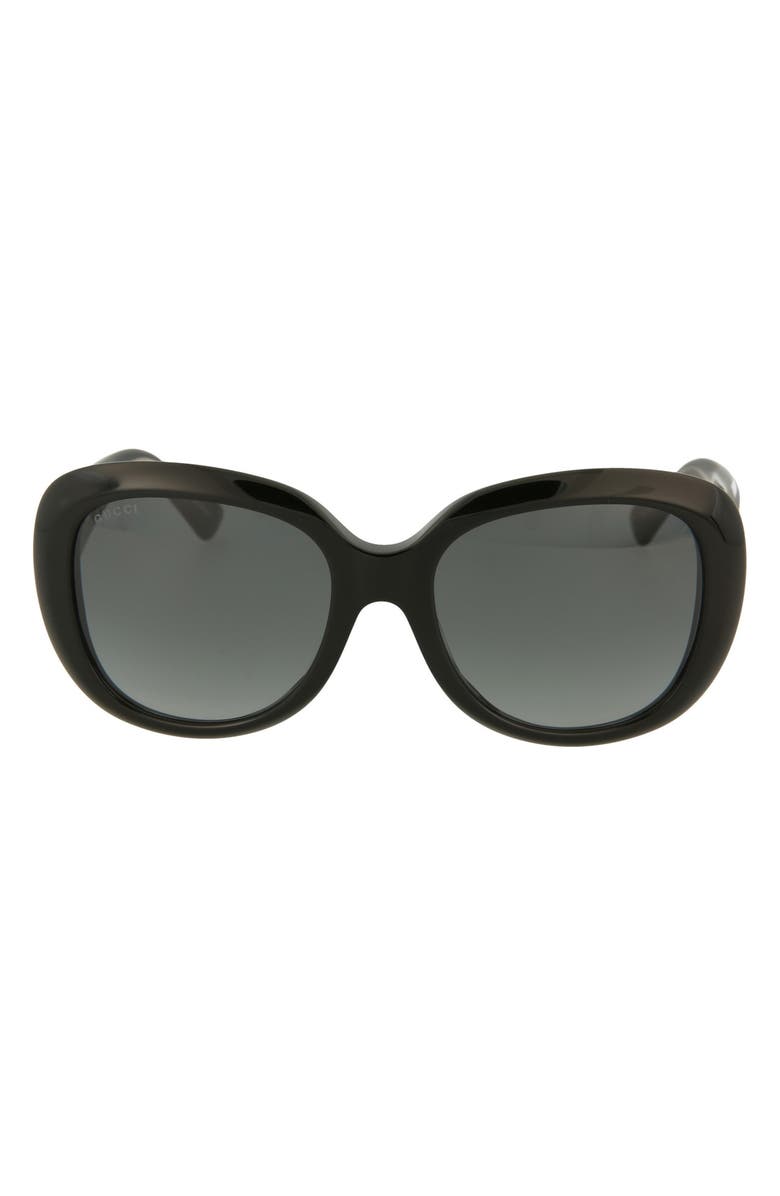 Gucci 55mm Oval Sunglasses, Main, color, Black Grey