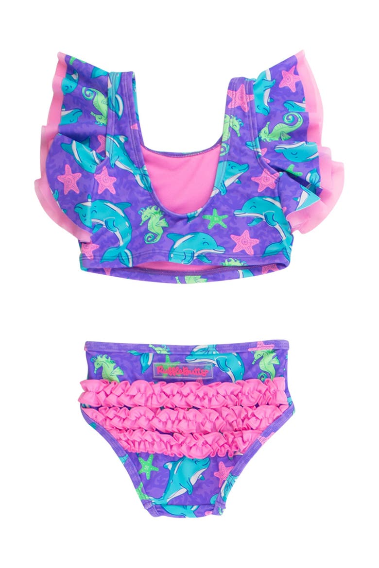 Baby Girls UPF50+ Butterfly Tankini, Alternate, color, Neon Fin Friends