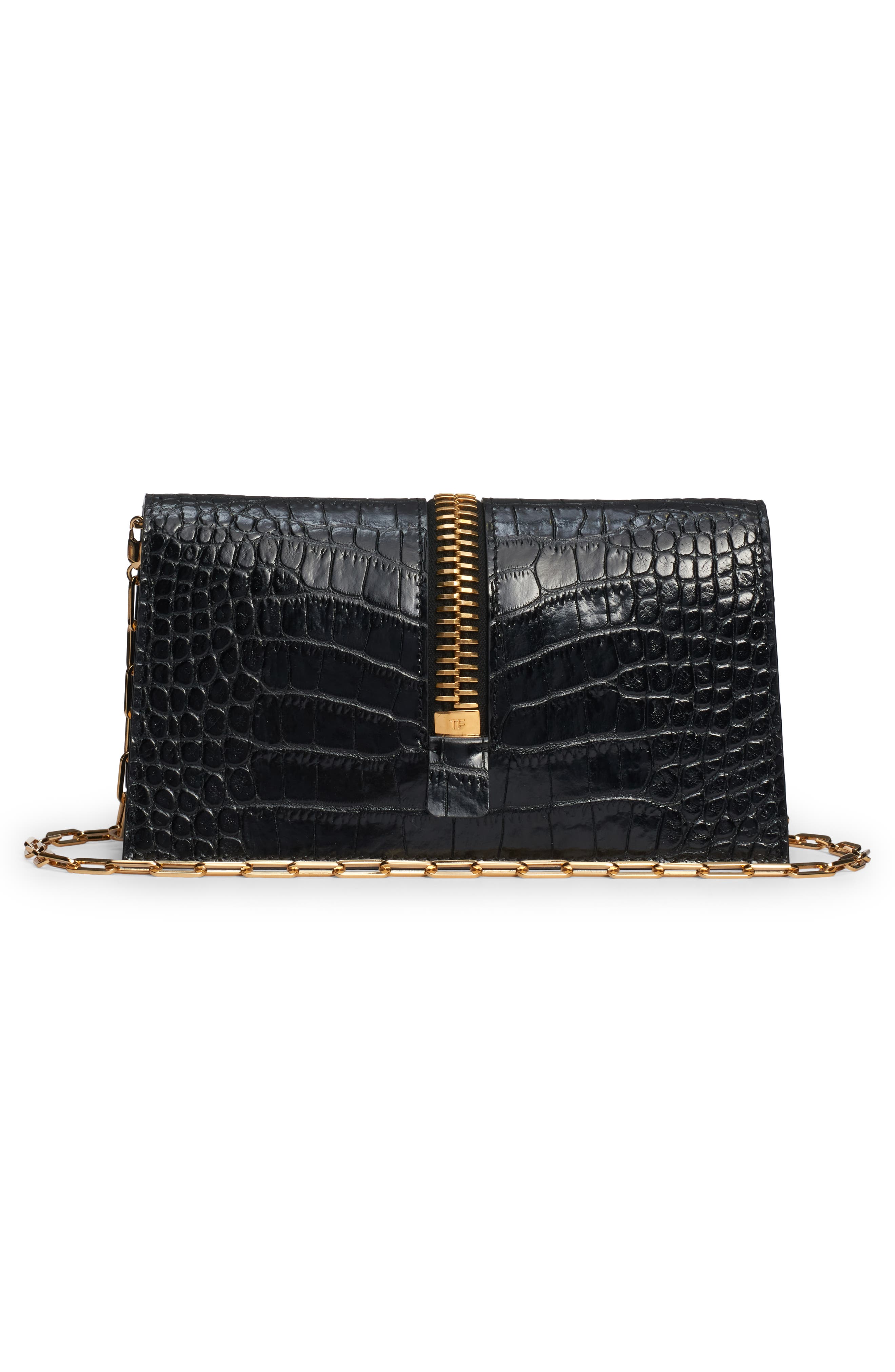 TOM FORD Mini Jennifer Croc Embossed Leather Shoulder Bag, Alternate, color, 