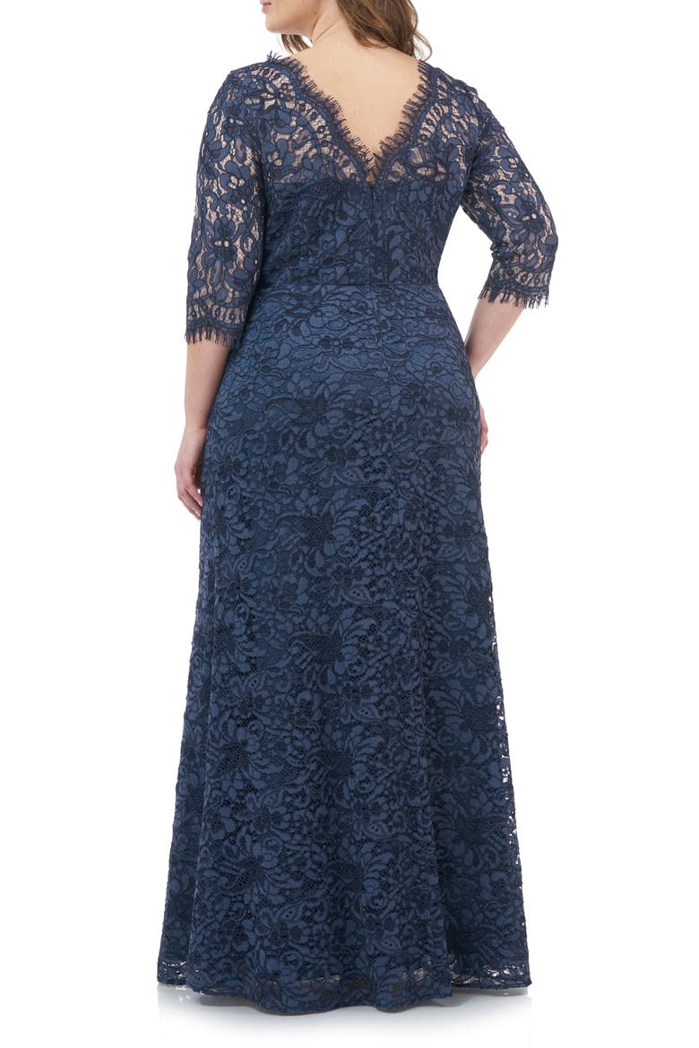 Bateau Neck Lace Gown, Alternate, color, MINERAL BLUE
