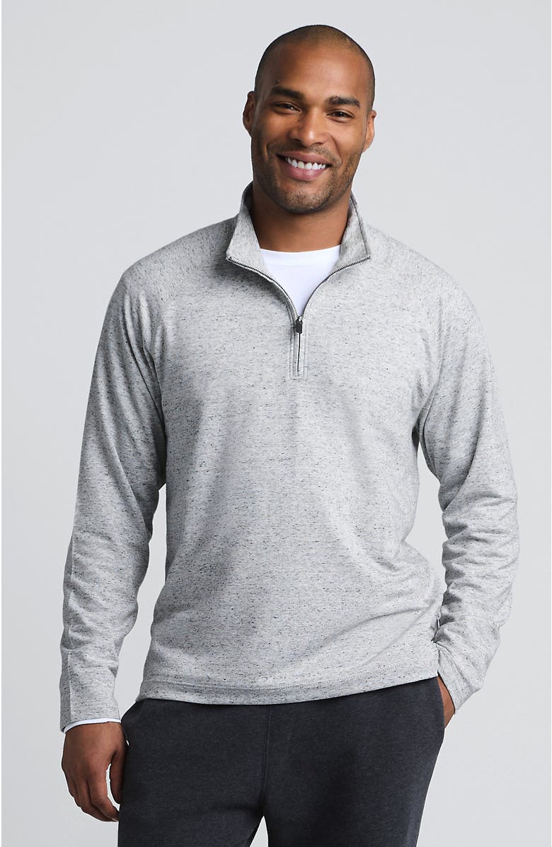 Lands' End Long Sleeve Raglan Hybrid Quarter Zip, Main, color, Aged Steel Heather