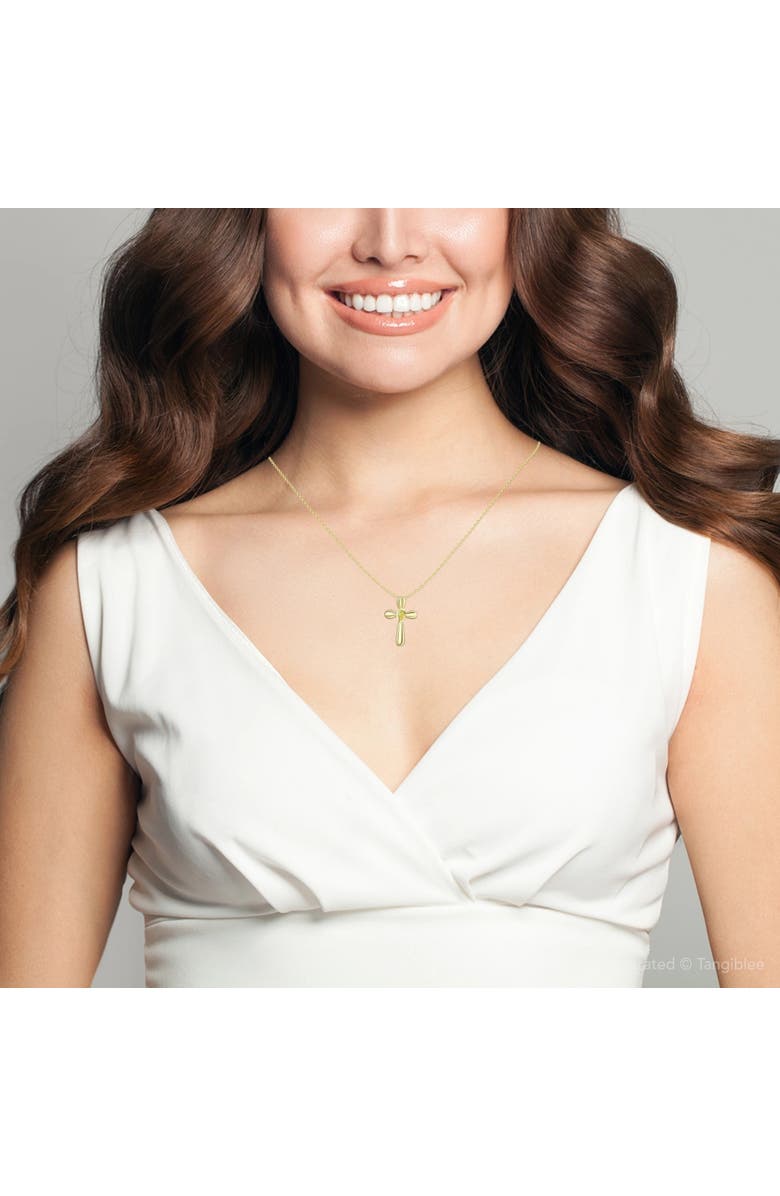Bliss Diamond 1/4 ct Diamond Pear Shape Cross Pendant Lab Grown Gold Necklace 1", Alternate, color,