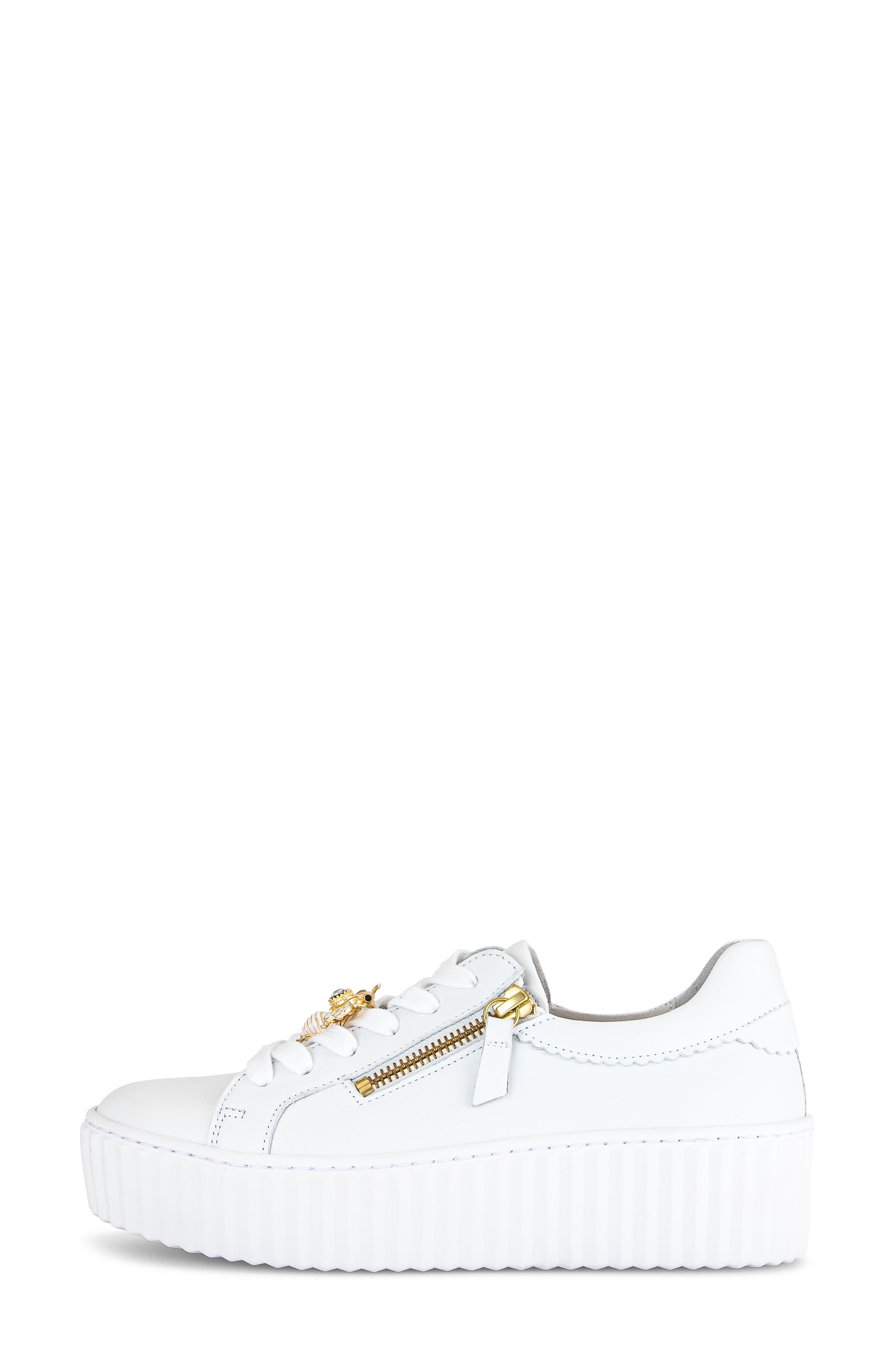 Platform Zip Sneaker, Alternate, color, WHITE/ GOLD