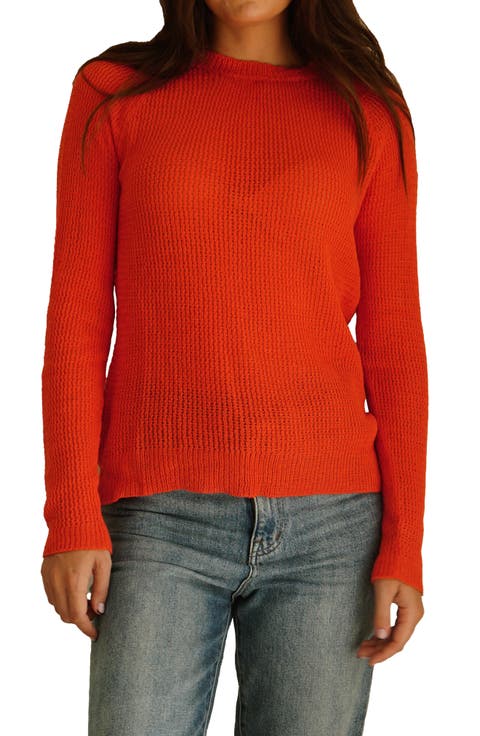 Sloane Openwork Cotton Crewneck Sweater