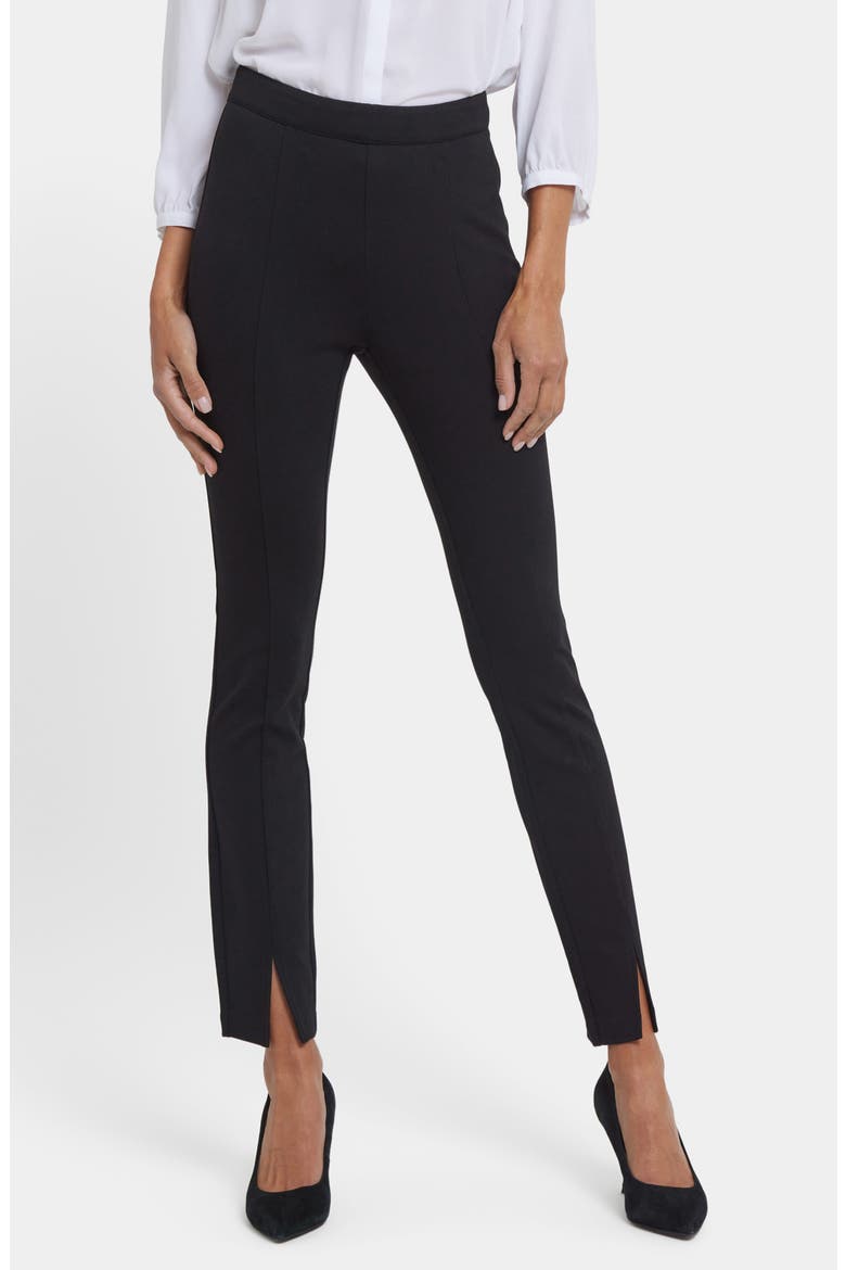 Zelda Split Hem Slim Straight Leg Pants, Main, color, BLACK