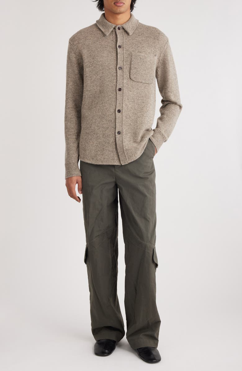 Dries Van Noten Mullins Sweater Knit Shirt, Main, color, Grey Melange