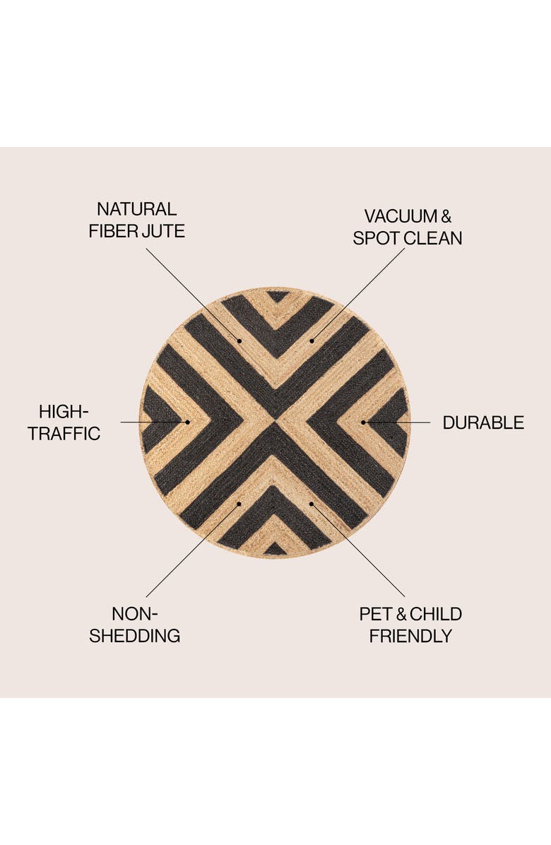 JONATHAN Y Piper Two-Tone Chevron Round Jute Round Area Rug, Alternate, color, Black/Natural
