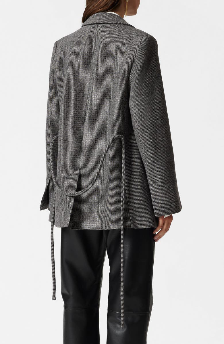 & Other Stories Tie Waist Blazer, Alternate, color, Grey Dark Diagonal Stripe