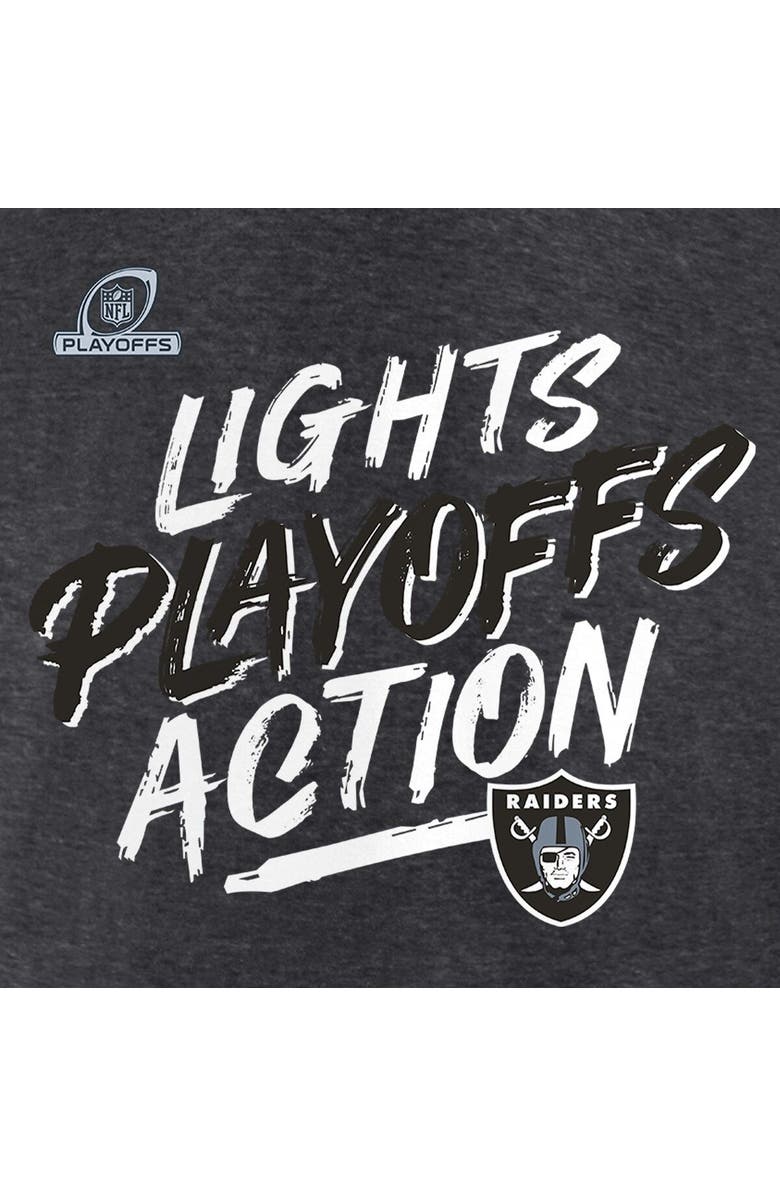 FANATICS Men's Fanatics Branded Heathered Charcoal Las Vegas Raiders 2021 NFL Playoffs Bound Lights Action T-Shirt, Alternate, color, 