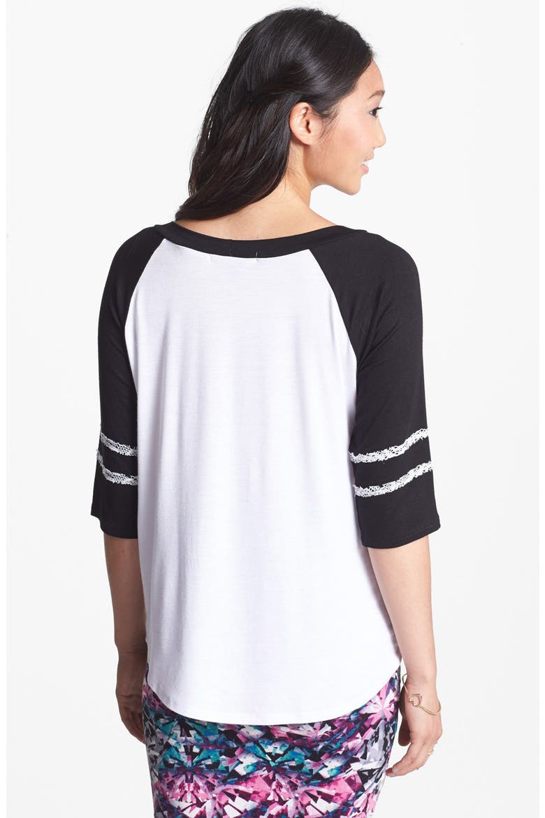 'Rad' Lace Trim Baseball Tee, Alternate, color, BLACK/ WHITE
