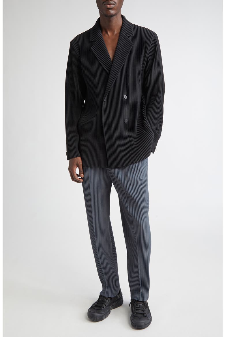 Tailored Pleats 1 Double Breasted Jacket, Alternate, color, BLACK