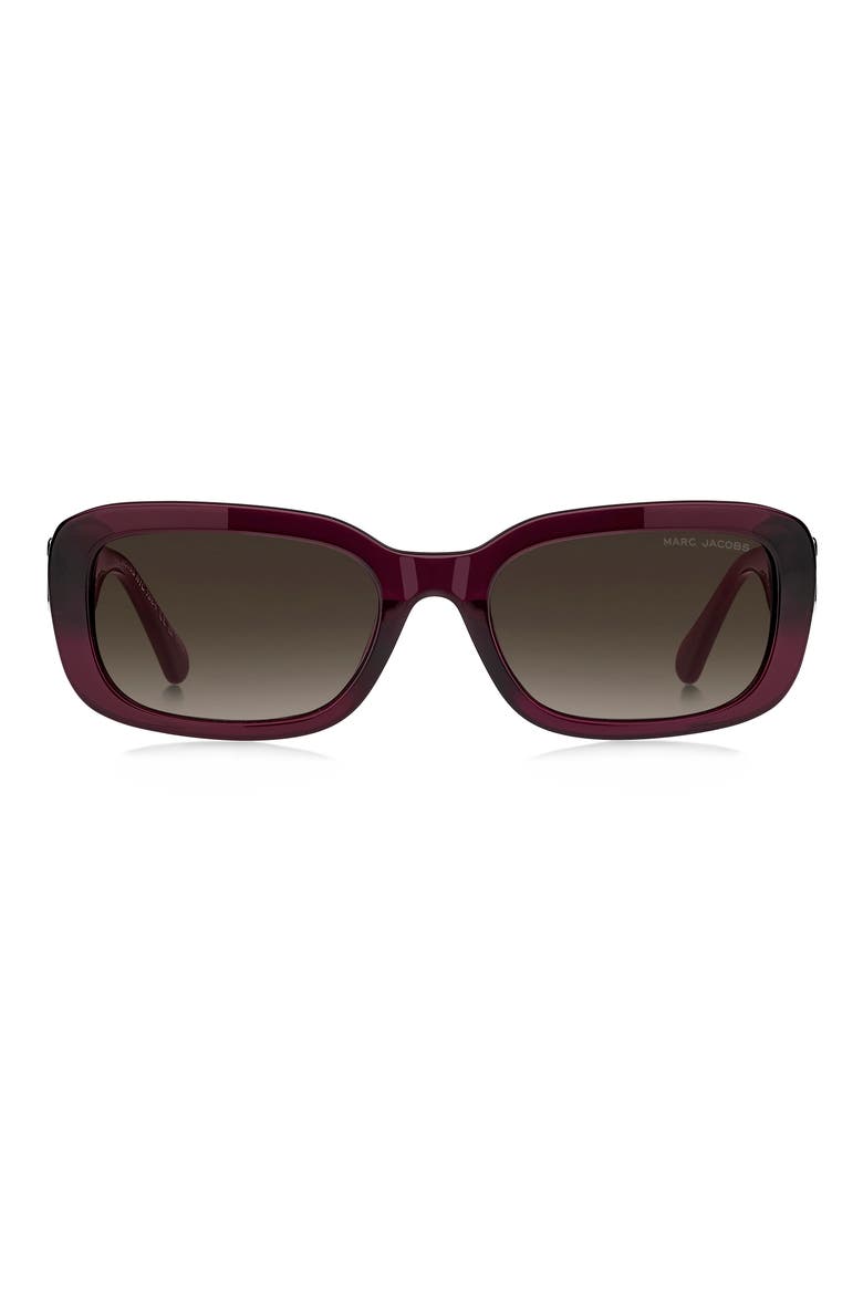 55mm Rectangular Sunglasses, Main, color, BURGUNDY/ BROWN SF