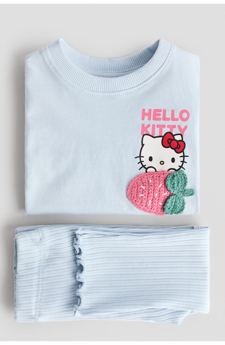 H&M 2-piece Print-motif Cotton Set, Alternate, color, Light Blue/Hello Kitty