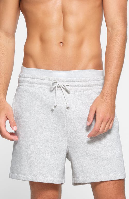 Skims Gray Cotton Fleece Relaxed Shorts In Light Heather Grey