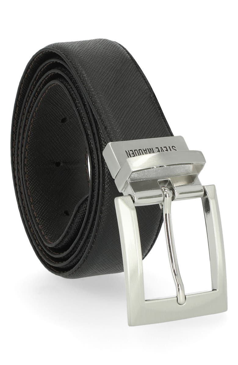 Steve Madden Leather Belt, Alternate, color, Black / Brown