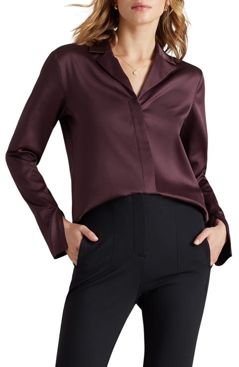 Notch Collar Party Blouse