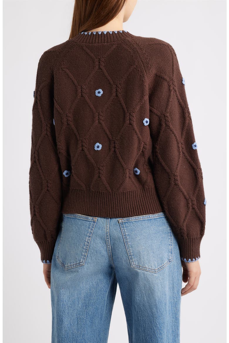 Laurie Floral Stitch Cardigan, Alternate, color, WALNUT DAISY