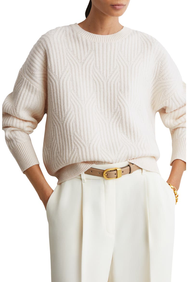 Leah Wool & Cashmere Crewneck Sweater, Alternate, color, IVORY