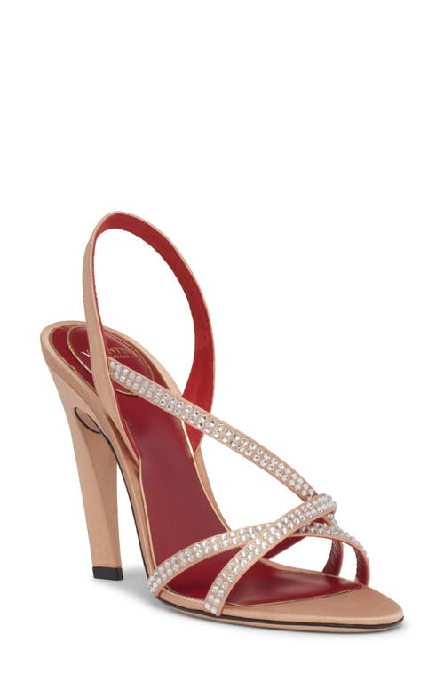 Valentino Garavani Dans Le Foyer Satin Sandal With Crystals 105mm Woman Nude 39.5 In Gold