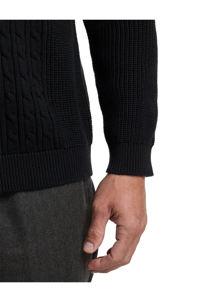 Paul Fredrick Cotton Cable V-neck Polo, Alternate, color, Black