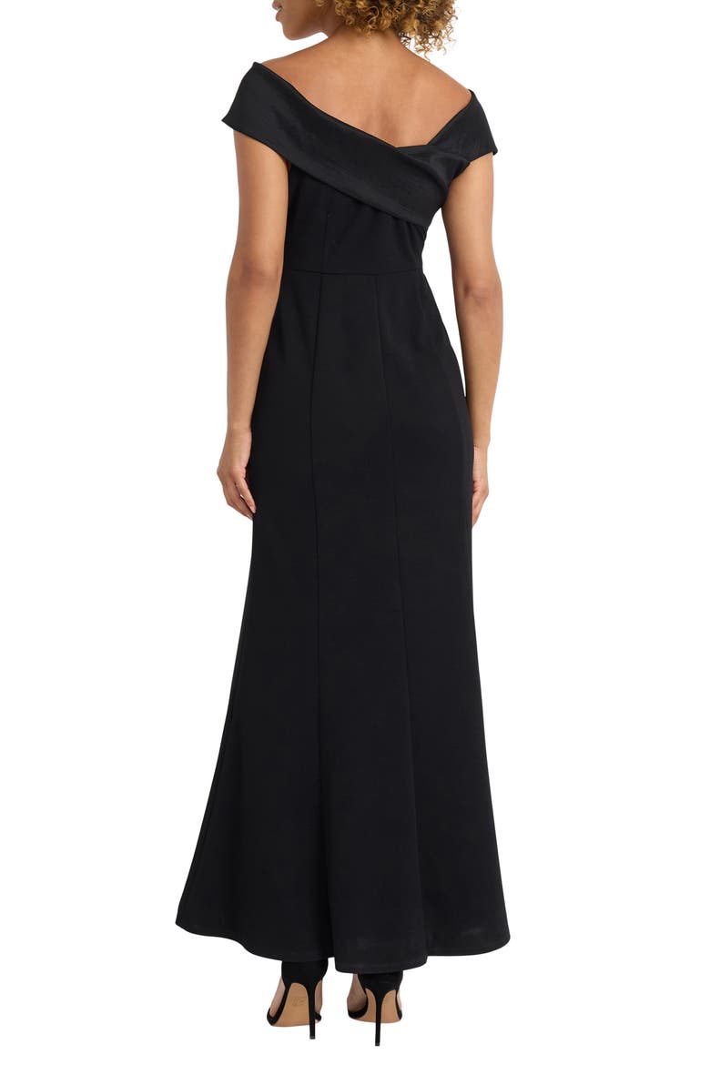 Twist Front Off the Shoulder Gown, Alternate, color, BLACK