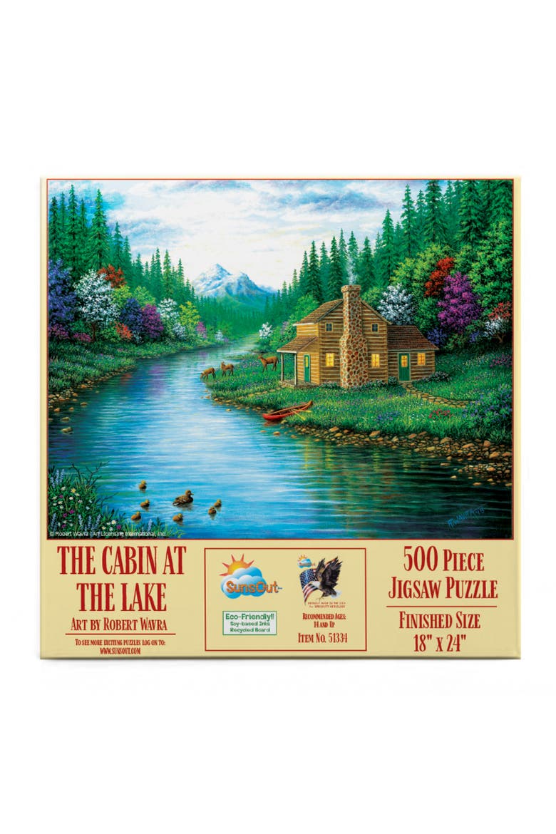 The Cabin on the Lake 500 piece Jigsaw Puzzle for Adults, Alternate, color, Multicolor