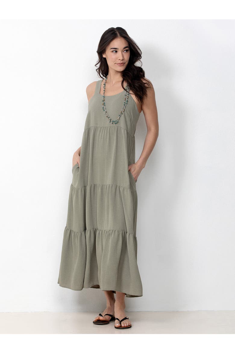 Tiered Maxi Dress, Main, color, Khaki Green