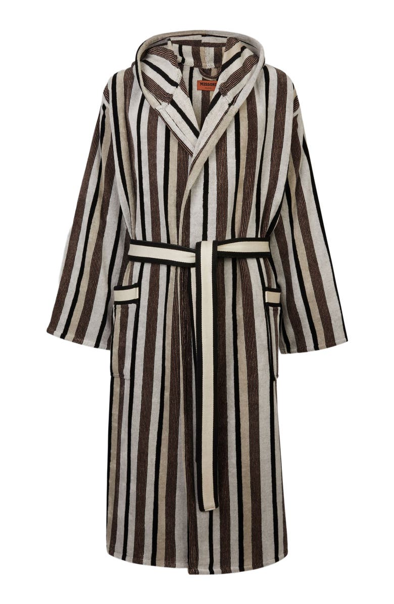 Missoni Home Craig Striped Cotton Terry Bathrobe, Alternate, color, Black & White