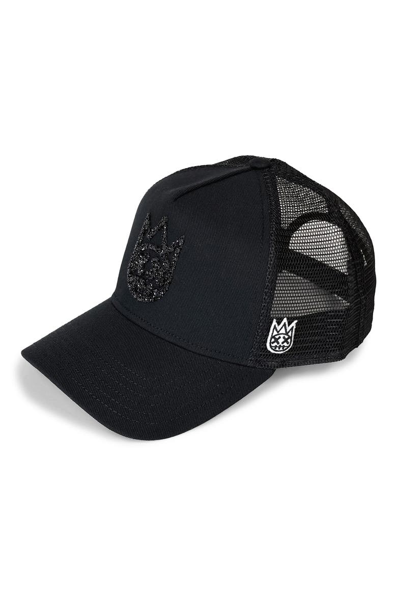Crystal Shimuchan Logo Trucker Hat, Main, color, BLACK