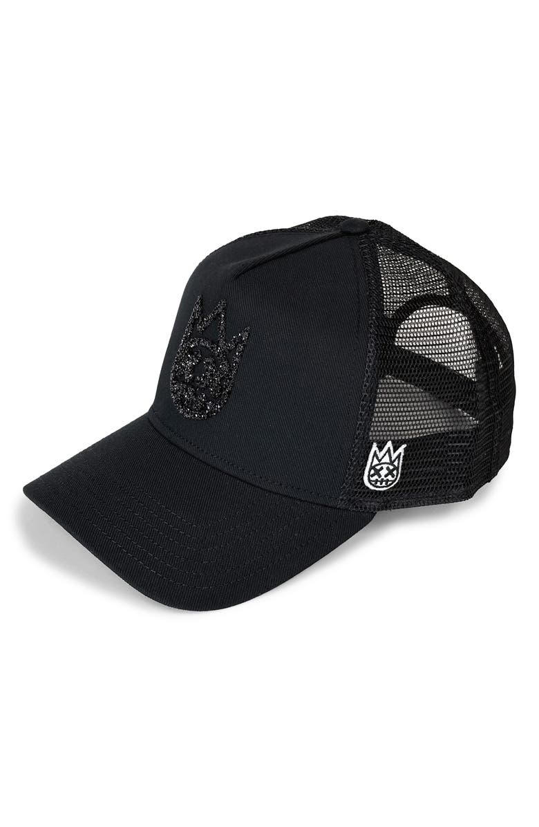 Cult of Individuality Crystal Shimuchan Logo Trucker Hat, Main, color, Black