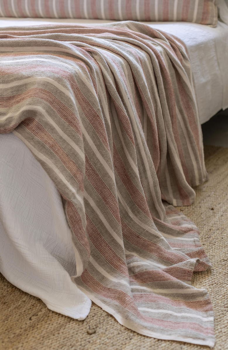 Pom Pom at Home Montecito Stripe Linen Throw Blanket, Alternate, color, Terra Cotta/Natural