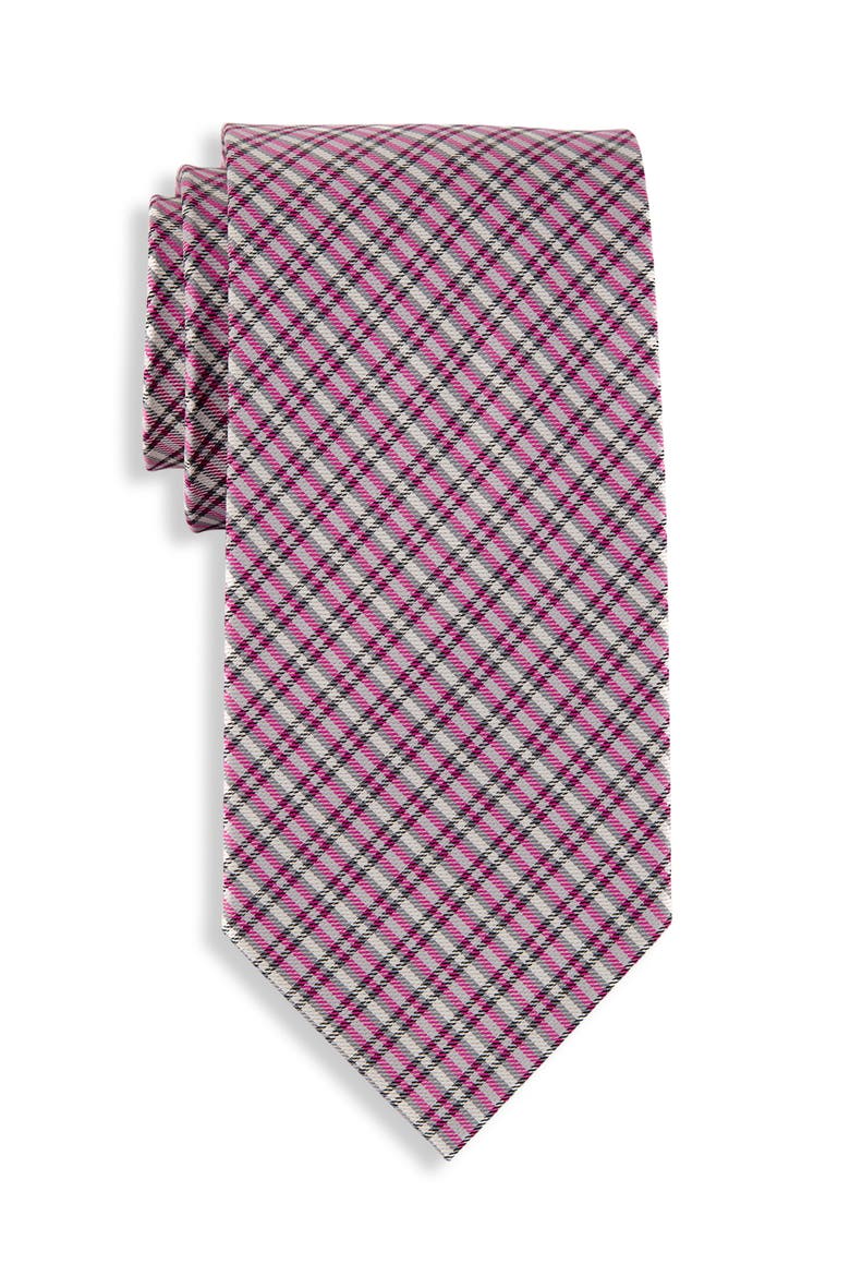 Big & Tall Double Grid Tie, Main, color, PINK