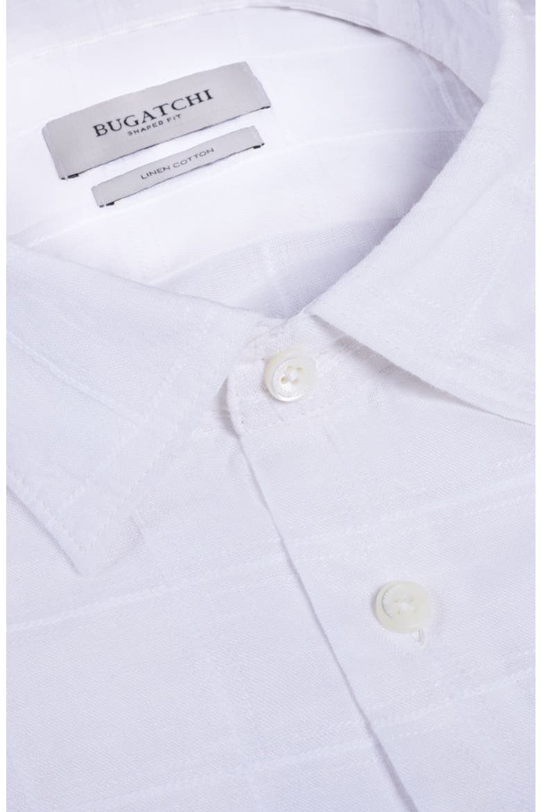 Julian Windowpane Linen Blend Button-Up Shirt, Alternate, color, WHITE