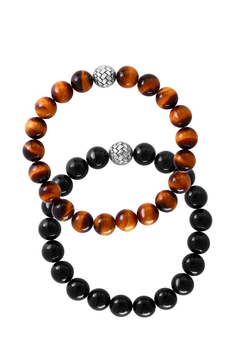 925 Sterling Silver ,Tiger Eye,Onyx Bracelet, Main, color, Sterling Silver