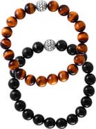 EFFY 925 Sterling Silver ,Tiger Eye,Onyx Bracelet