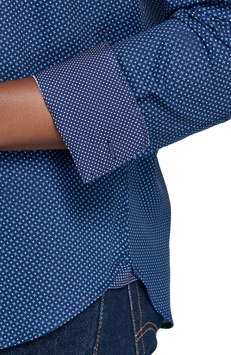 CONSTRUCT Slim Fit Micro Geometric 4-Way Stretch Performance Button-Up Shirt, Alternate, color, Light Blue/ Navy