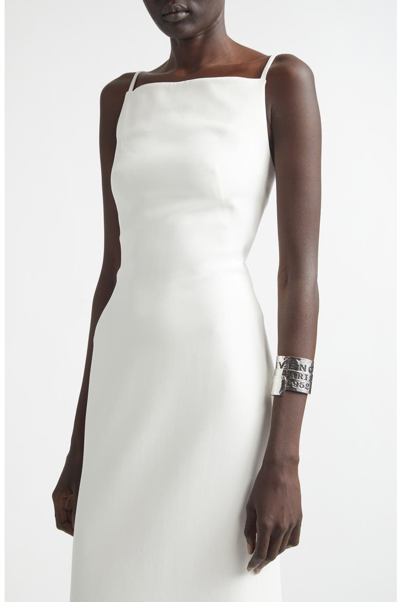 Sliced Crepe Cady Column Dress, Alternate, color, IVORY