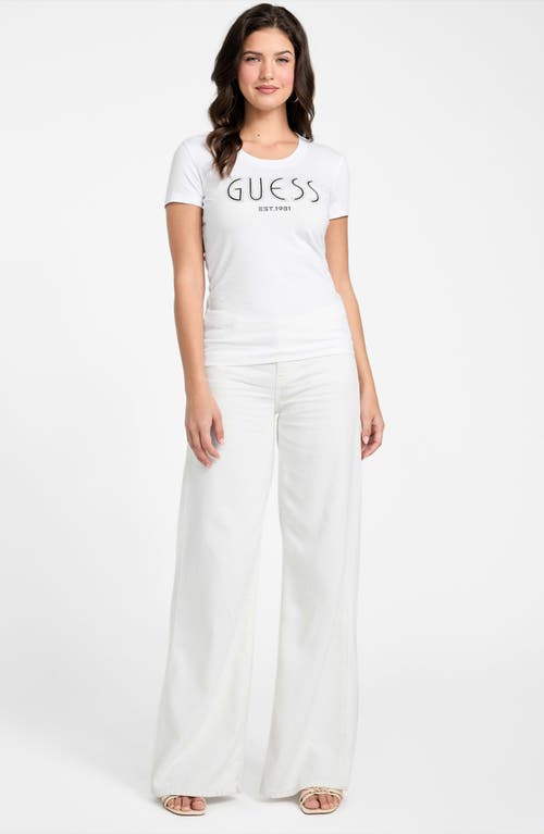 Guess Studded Logo Graphic T-shirt In White
