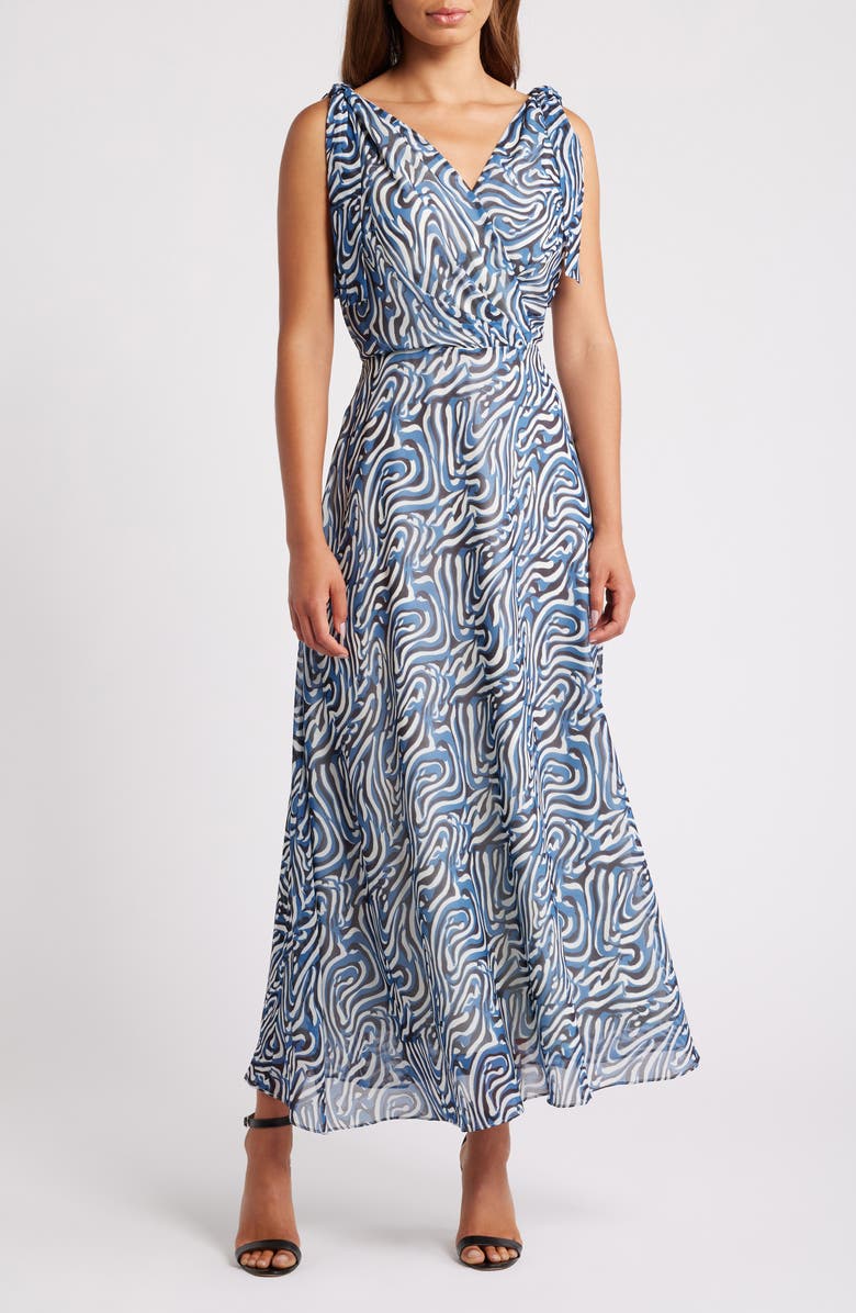 Chelsea28 Tie Shoulder Maxi Dress, Main, color, Blue- Black