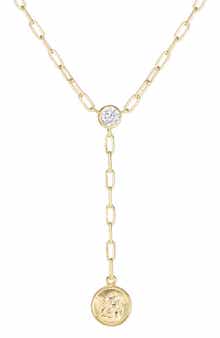 Cubic Zircoina Angel Coin Y-Necklace