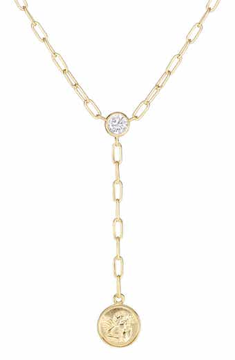 Cubic Zircoina Angel Coin Y-Necklace