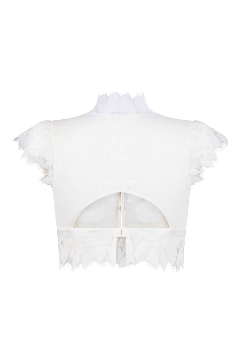 Amelia Lace & Mesh Crop Corset Top, Alternate, color, SNOW WHITE