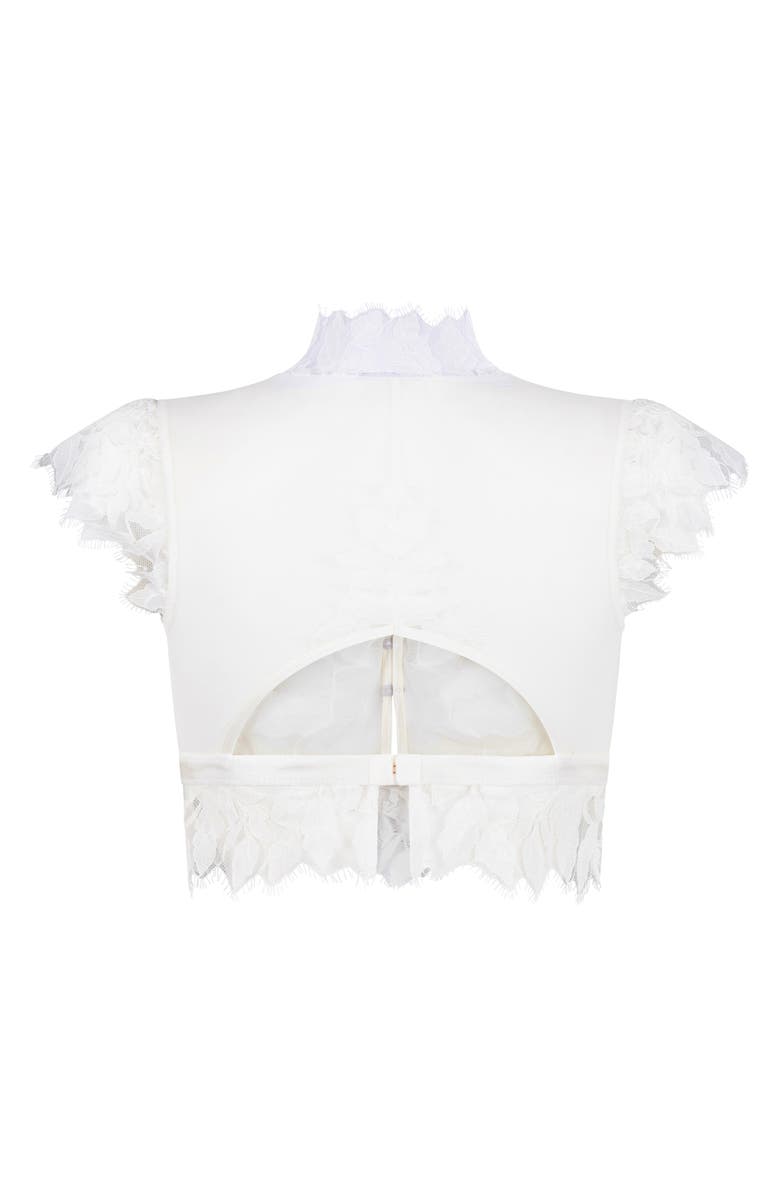 Hunkemöller Amelia Lace & Mesh Crop Corset Top, Alternate, color, Snow White